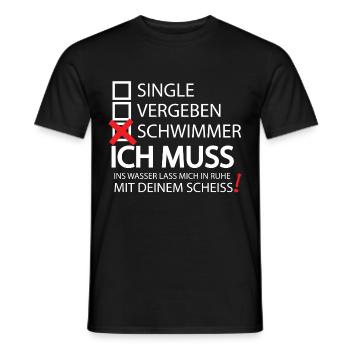 Schwimmen Geschenk T Shirt Wassersport Meer Idee - Männer T-Shirt - Schwarz - Vorne - AI Model Male 178 light (178cm)