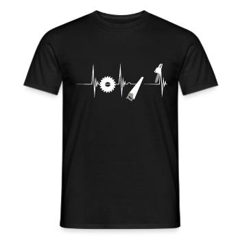 Handwerker-Herzschlag Sägen-Pulsschlag EKG Hausbau - Männer T-Shirt - Schwarz - Vorne - AI Model Male 178 light (178cm)