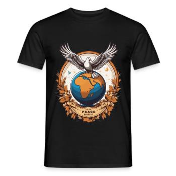 Paix mondiale sur Terre - T-shirt homme - noir - Devant - AI Model Male 178 light (178cm)