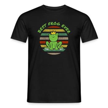 Comic frog funny funny joke green crown king - Men's T-Shirt - black - Front - AI Model Male 178 light (178cm)