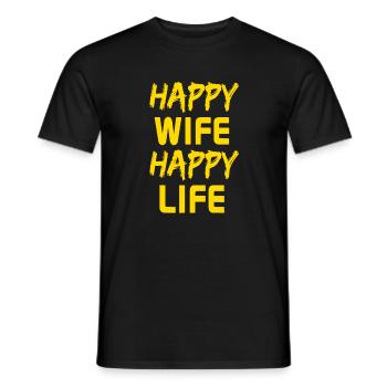 Femme heureuse Vie heureuse - T-shirt homme - noir - Devant - AI Model Male 178 light (178cm)