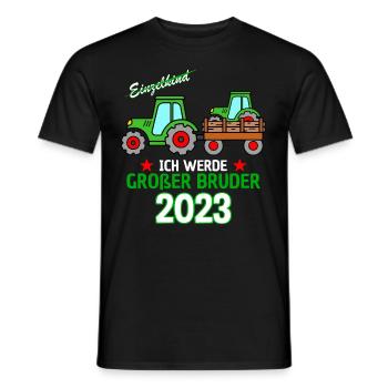Ich Werde Großer Bruder 2023 - Geburt Sohn Traktor - Männer T-Shirt - Schwarz - Vorne - AI Model Male 178 light (178cm)