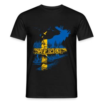 SVERIGE ELCH SCHWEDEN FLAGGE - Männer T-Shirt - Schwarz - Vorne - AI Model Male 178 light (178cm)