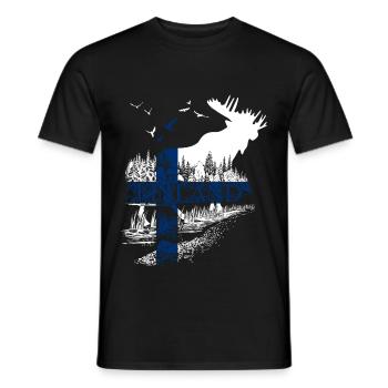 ELCH FINNLAND FLAGGE URLAUB - Männer T-Shirt - Schwarz - Vorne - AI Model Male 178 light (178cm)