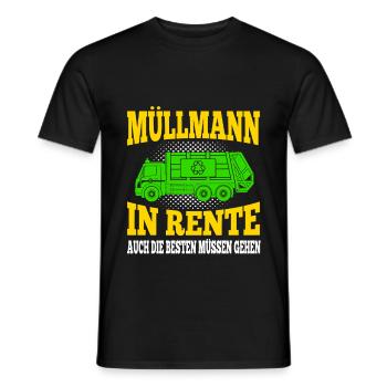 Retired garbage collector Garbage truck Garbage man pensioner - Men's T-Shirt - black - Front - AI Model Male 178 light (178cm)