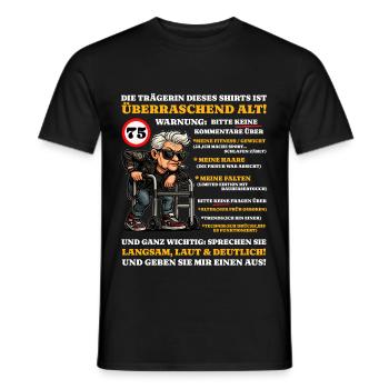 Geburtstag 75 Jahre Überraschend alt - Männer T-Shirt - Schwarz - Vorne - AI Model Male 178 light (178cm)
