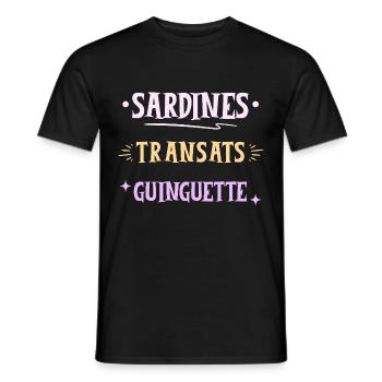 Sardines Transats et Guinguette - T-shirt homme - noir - Devant - AI Model Male 178 light (178cm)