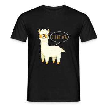 Lama Alpaka Pako I Llike You Je t’aime Drôle - T-shirt homme - noir - Devant - AI Model Male 178 light (178cm)