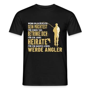 Angler Spruch Frau und Glück - Männer T-Shirt - Schwarz - Vorne - AI Model Male 178 light (178cm)