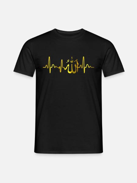 Allah Islam Musulmans battements de cœur islamique - T-shirt homme - noir