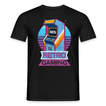 Gaming vintage Automat, Geschenk für Vater Mutter - Männer T-Shirt - Schwarz - Vorne - AI Model Male 178 light (178cm)
