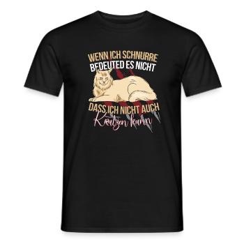 Katze schnurrt und kratzt lustige Katzensprüche - Männer T-Shirt - Schwarz - Vorne - AI Model Male 178 light (178cm)