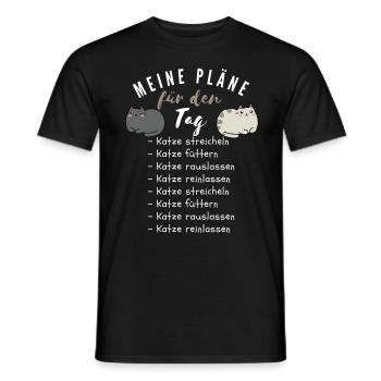 Tagesplan für Katzenbesitzer mit flauschiger Katze - Männer T-Shirt - Schwarz - Vorne - AI Model Male 178 light (178cm)