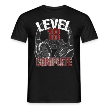 Level 18 complete gamer gamer gamecker Anniversaire Sort - T-shirt homme - noir - Devant - AI Model Male 178 light (178cm)
