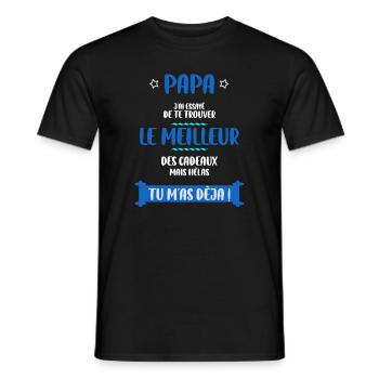 Papa j ai essayé de te trouver le meilleur cadeau - T-shirt homme - noir - Devant - AI Model Male 178 light (178cm)