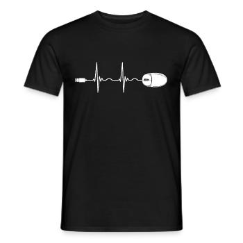 Computer Mouse Gaming Gamer Heartbeat - Men's T-Shirt - black - Front - AI Model Male 178 light (178cm)