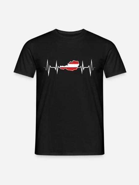 Austria EKG bicie serca Austriacki prezent - Mænd T-shirt - sort