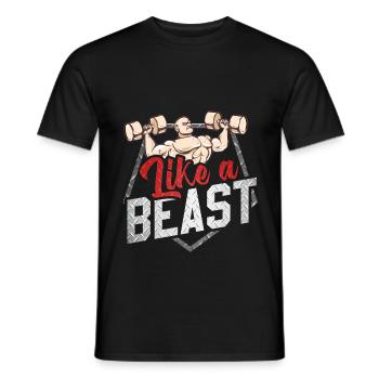 Like a Beast training Kraftsport body building - T-shirt homme - noir - Devant - AI Model Male 178 light (178cm)