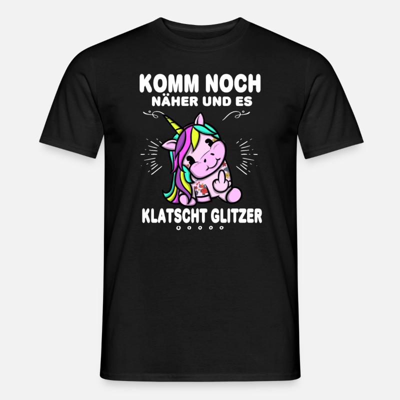 Einhorn Glitzer Aggressiv - Männer T-Shirt - Schwarz