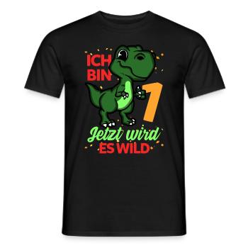 Dinosaurier Erster Geburtstag Trex 1 Feiern - Männer T-Shirt - Schwarz - Vorne - AI Model Male 178 light (178cm)