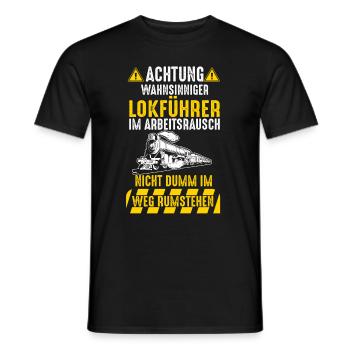 Lokführer Eisenbahn Dampflok Zug Bahn Bahnfahrer - Männer T-Shirt - Schwarz - Vorne - AI Model Male 178 light (178cm)