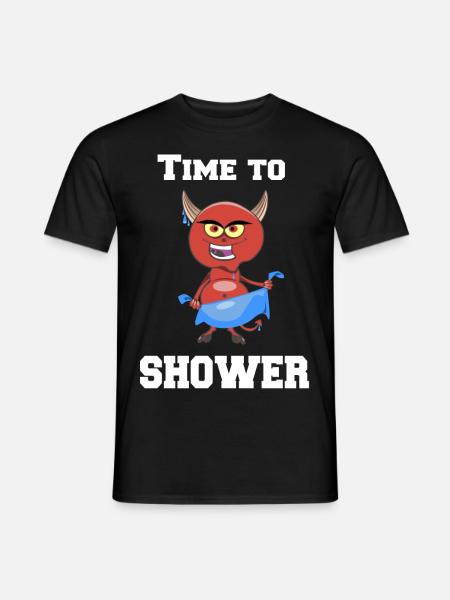 Zeit zu Duschen T-Shirt mit Dusch Teufel - Männer T-Shirt - Schwarz