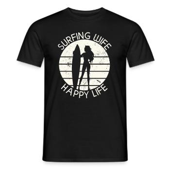 Surf femme Happy Life Wellenreiten Surfen Surfer - T-shirt homme - noir - Devant - AI Model Male 178 light (178cm)
