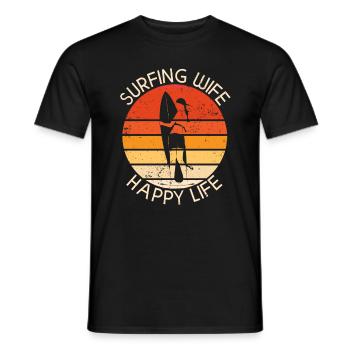 Surf femme Happy Life Wellenreiten Surfen Surfer - T-shirt homme - noir - Devant - AI Model Male 178 light (178cm)