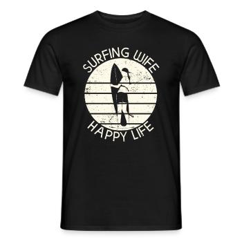 Surfing Wife Happy Life Wellenreiten Surfen Surfer - Men's T-Shirt - black - Front - AI Model Male 178 light (178cm)
