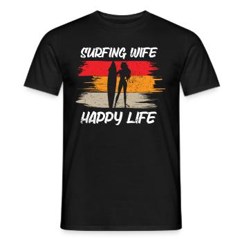 Surf femme Happy Life Wellenreiten Surfen Surfer - T-shirt homme - noir - Devant - AI Model Male 178 light (178cm)