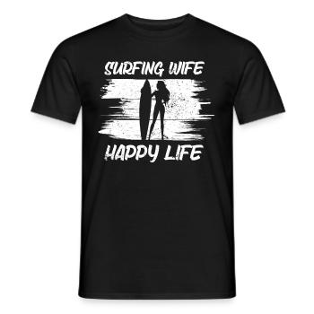 Surf femme Happy Life Wellenreiten Surfen Surfer - T-shirt homme - noir - Devant - AI Model Male 178 light (178cm)