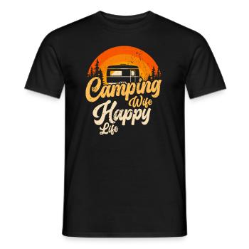 Camping Femme Happy Life Caravane Nature Camper - T-shirt homme - noir - Devant - AI Model Male 178 light (178cm)