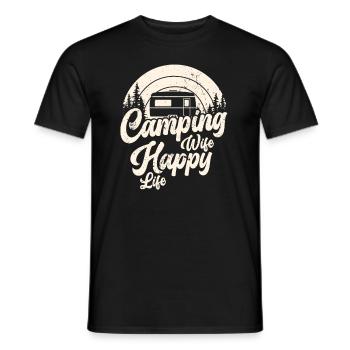 Camping Femme Happy Life Caravane Nature Camper - T-shirt homme - noir - Devant - AI Model Male 178 light (178cm)