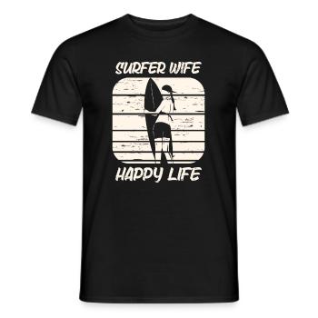 Surf femme Happy Life Wellenreiten Surfen Surfer - T-shirt homme - noir - Devant - AI Model Male 178 light (178cm)