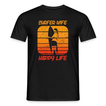 Surf femme Happy Life Wellenreiten Surfen Surfer - T-shirt homme - noir - Devant - AI Model Male 178 light (178cm)