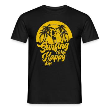 Surf femme Happy Life Wellenreiten Surfen Surfer - T-shirt homme - noir - Devant - AI Model Male 178 light (178cm)