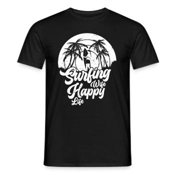 Surf femme Happy Life Wellenreiten Surfen Surfer - T-shirt homme - noir - Devant - AI Model Male 178 light (178cm)