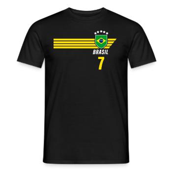 Brésil Maillot de fan de football brésilien Seleção - T-shirt homme - noir - Devant - AI Model Male 178 light (178cm)