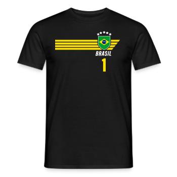 Brésil Maillot de fan de football brésilien Seleção - T-shirt homme - noir - Devant - AI Model Male 178 light (178cm)