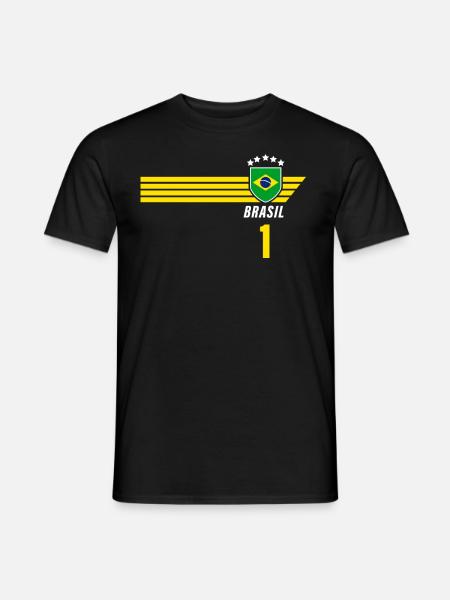Brésil Maillot de fan de football brésilien Seleção - T-shirt homme - noir
