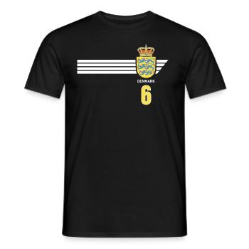 Denmark Football Danish Coat of Arms Flag Dynamite - Men's T-Shirt - black - Front - AI Model Male 178 light (178cm)