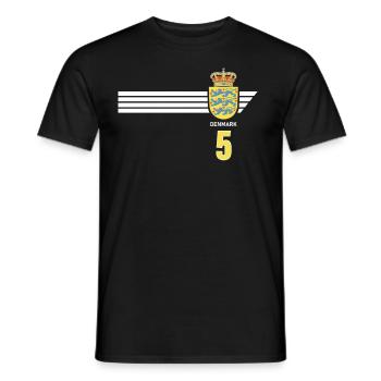 Denmark Football Danish Coat of Arms Flag Dynamite - Men's T-Shirt - black - Front - AI Model Male 178 light (178cm)