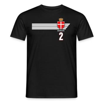 Denmark Football Danish Coat of Arms Flag Dynamite - Men's T-Shirt - black - Front - AI Model Male 178 light (178cm)