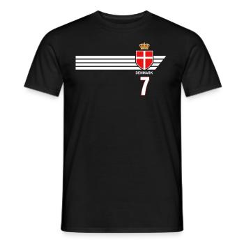 Denmark Football Danish Coat of Arms Flag Dynamite - Men's T-Shirt - black - Front - AI Model Male 178 light (178cm)