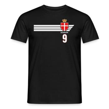 Denmark Football Danish Coat of Arms Flag Dynamite - Men's T-Shirt - black - Front - AI Model Male 178 light (178cm)