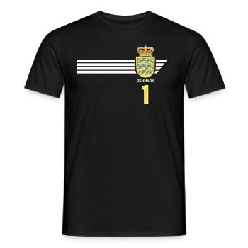 Denmark Football Danish Coat of Arms Flag Dynamite - Men's T-Shirt - black - Front - AI Model Male 178 light (178cm)