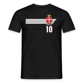 Denmark Football Danish Coat of Arms Flag Dynamite - Men's T-Shirt - black - Front - AI Model Male 178 light (178cm)