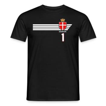 Denmark Football Danish Coat of Arms Flag Dynamite - Men's T-Shirt - black - Front - AI Model Male 178 light (178cm)
