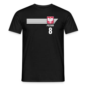 Poland Polska Polish Patriotism Football Fan - Men's T-Shirt - black - Front - AI Model Male 178 light (178cm)