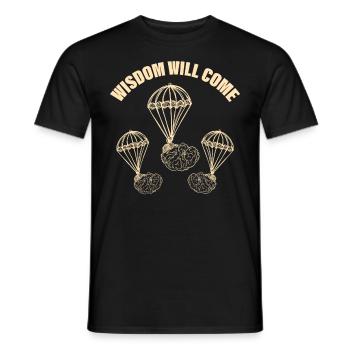 Sarcasm Wisdom Becomes Coming Brain Know-it-All - Men's T-Shirt - black - Front - AI Model Male 178 light (178cm)